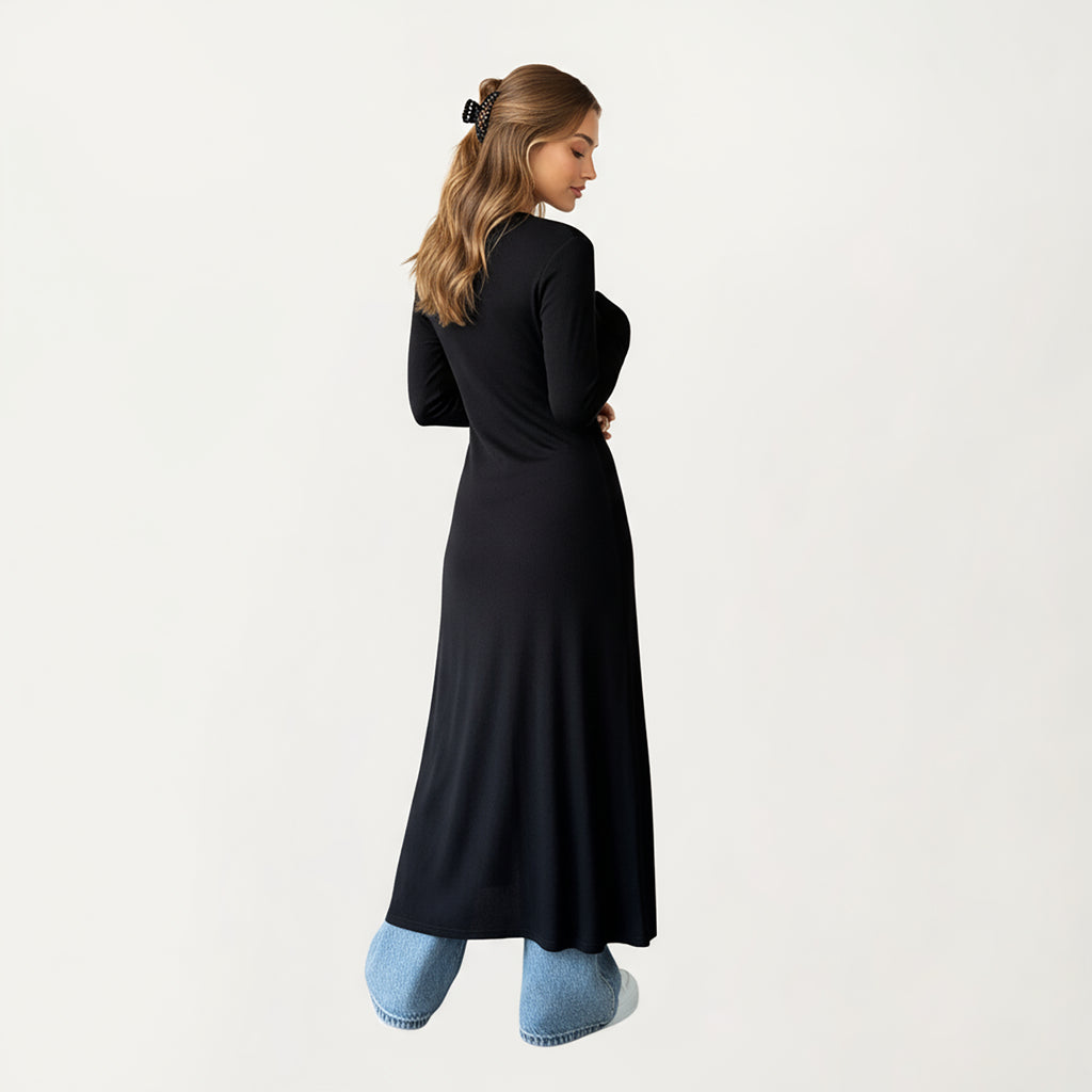 Anna-Kaci Women's Long Sleeve Maxi Cardigan with Button Front and Deep Side Slit