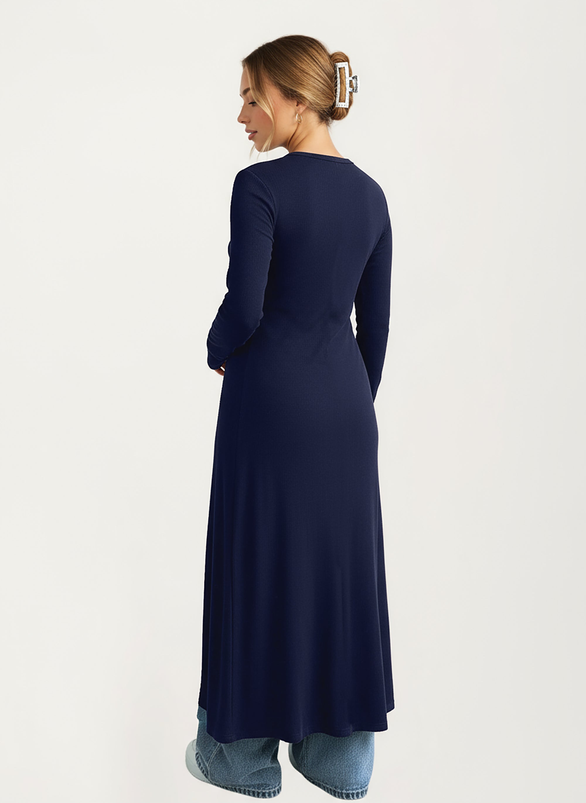Anna-Kaci Women's Long Sleeve Maxi Cardigan with Button Front and Deep Side Slit