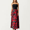Anna-Kaci Women's Strapless Maxi Dress with Fitted Bodice and Floral Print Skirt
