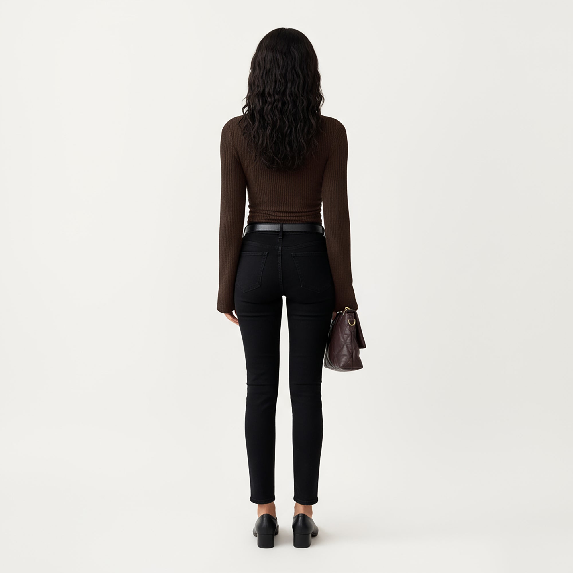 Anna-Kaci Women's Long Sleeve Ribbed Knit Top with Draped Cowl Neckline