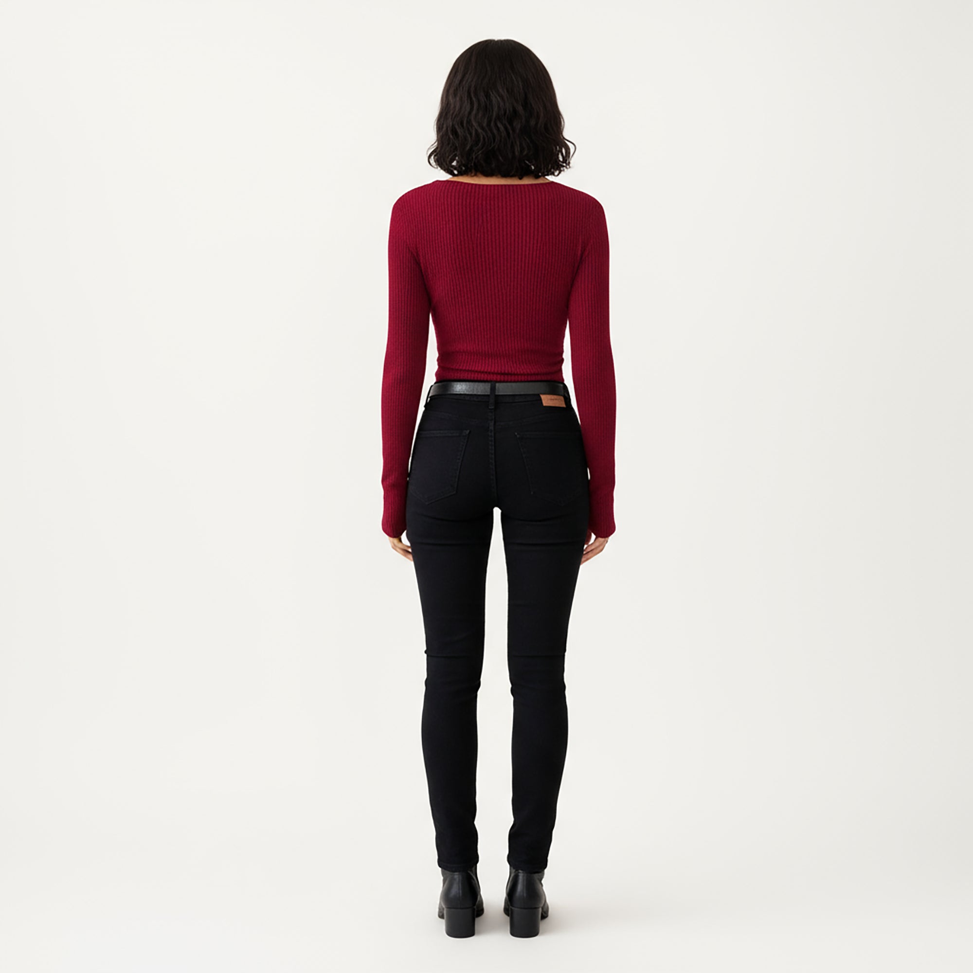 Anna-Kaci Women's Long Sleeve Ribbed Knit Top with Draped Cowl Neckline