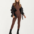 Anna-Kaci Women's 2-Piece Set Ribbed Knit Turtleneck Top and Slim Fit Pants