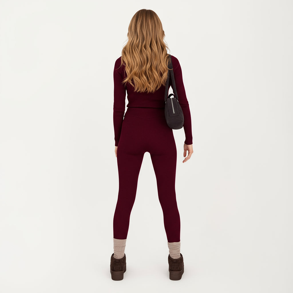 Anna-Kaci Women's 2-Piece Set Ribbed Knit Turtleneck Top and Slim Fit Pants