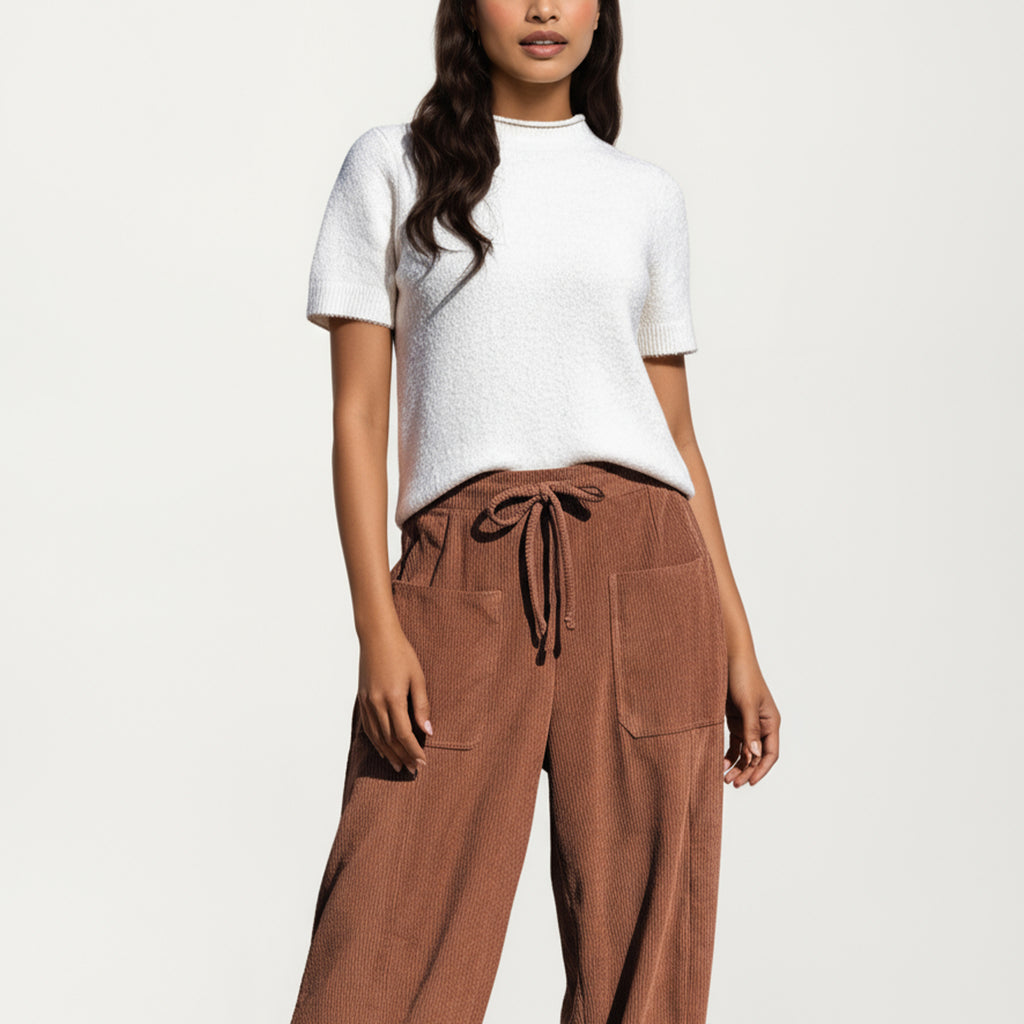 Anna-Kaci Women's Drawstring High Waist Relaxed Fit Pants with Front Patch Pockets