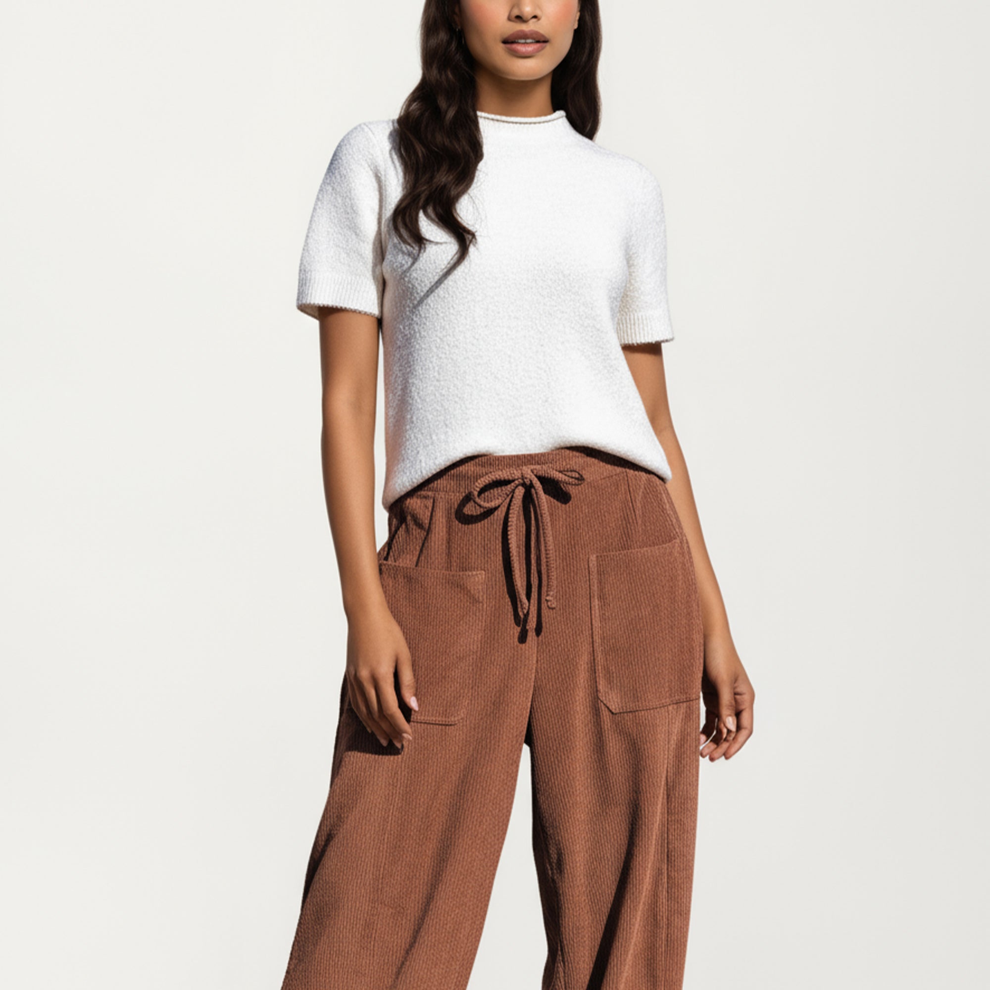 Anna-Kaci Women's Drawstring High Waist Relaxed Fit Pants with Front Patch Pockets