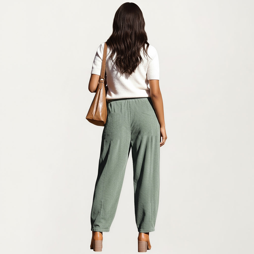 Anna-Kaci Women's Drawstring High Waist Relaxed Fit Pants with Front Patch Pockets