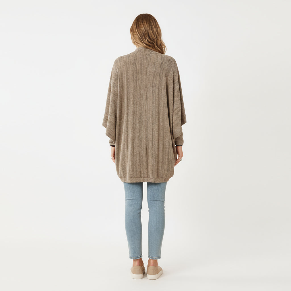 Anna-Kaci Women's Open Front Knit Cardigan with Dolman Sleeves and Relaxed Fit