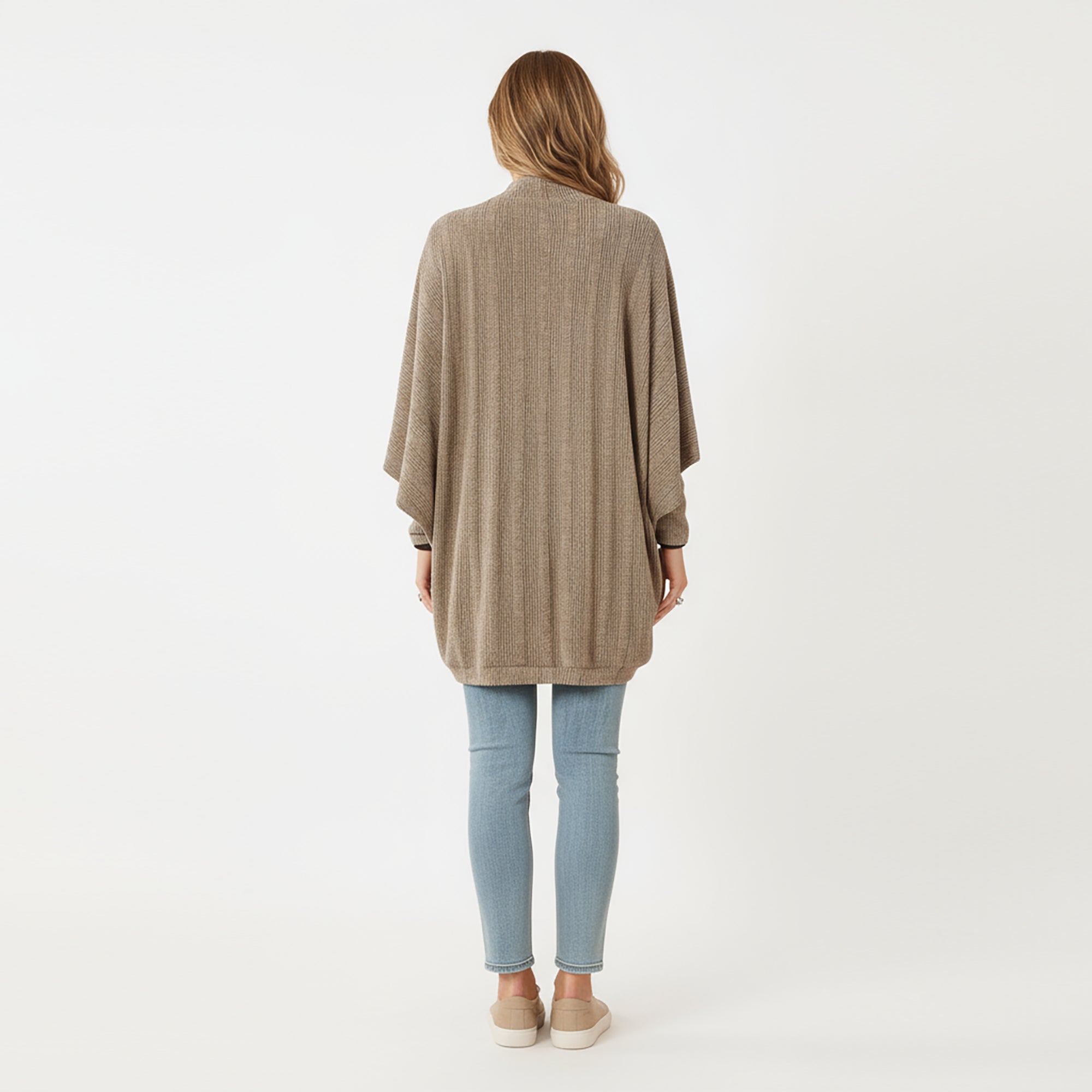 Anna-Kaci Women's Open Front Knit Cardigan with Dolman Sleeves and Relaxed Fit