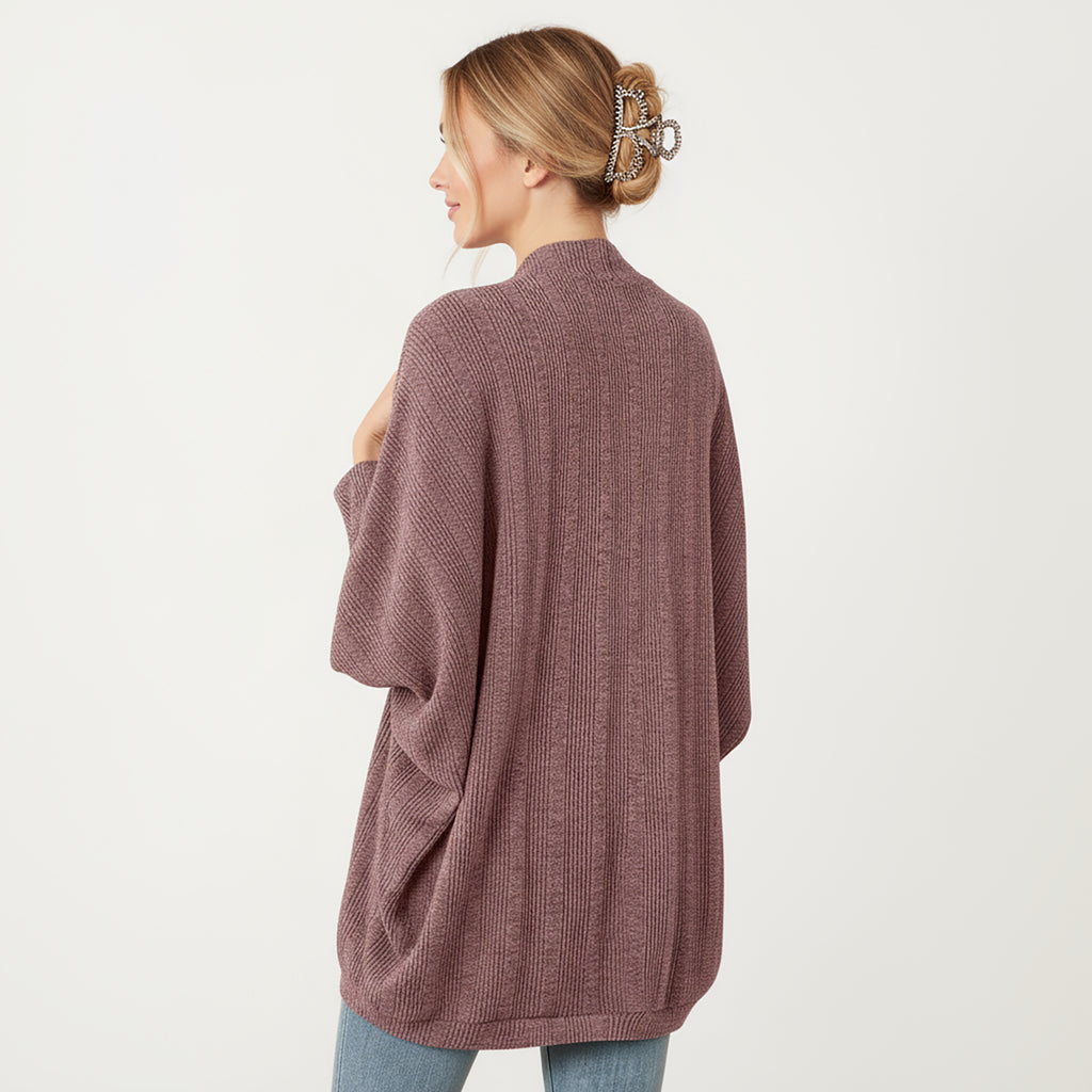 Anna-Kaci Women's Open Front Knit Cardigan with Dolman Sleeves and Relaxed Fit