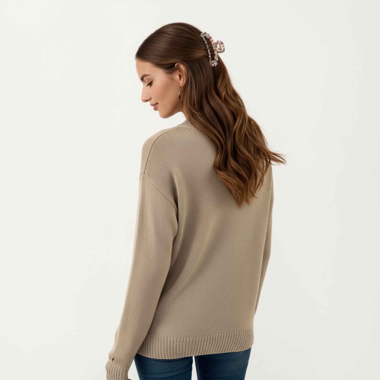 Anna-Kaci Women's Long Sleeve Knit Pullover Sweater with Cherry Graphic Design and Relaxed Fit