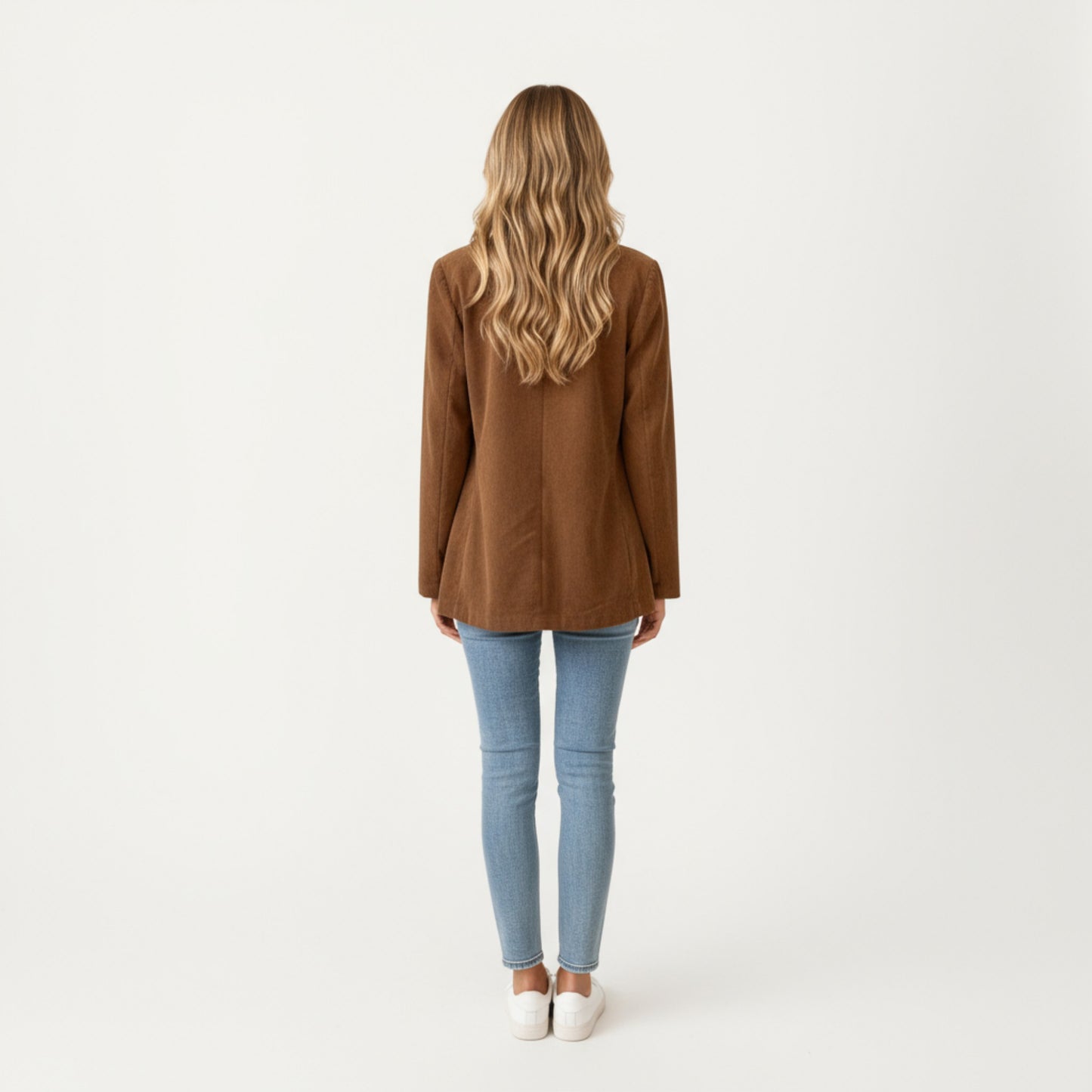 Anna-Kaci Women's Double Breasted Corduroy Blazer with Notched Lapel and Front Flap Pockets