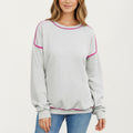 Anna-Kaci Women's Long Sleeve Pullover Sweatshirt with Contrast Piping Detail and Relaxed Fit