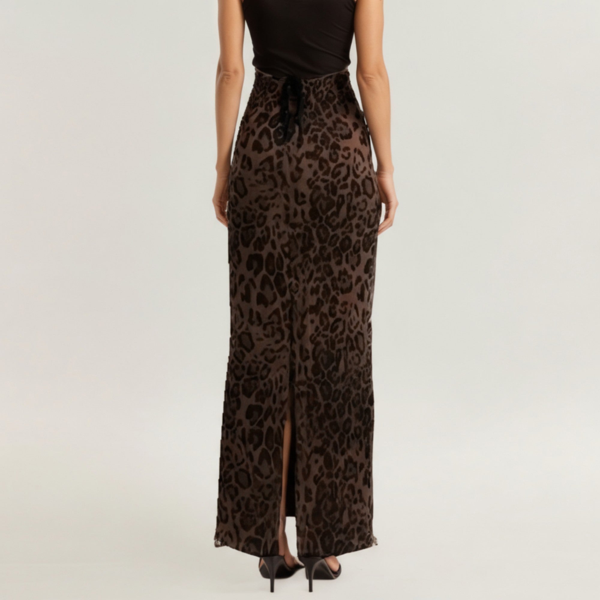 Anna-Kaci Women¡¯s Leopard Print Maxi Skirt with Smooth Stretch Fabric, Soft Straight Silhouette and Clean High Waist Fit for Effortless Movement
