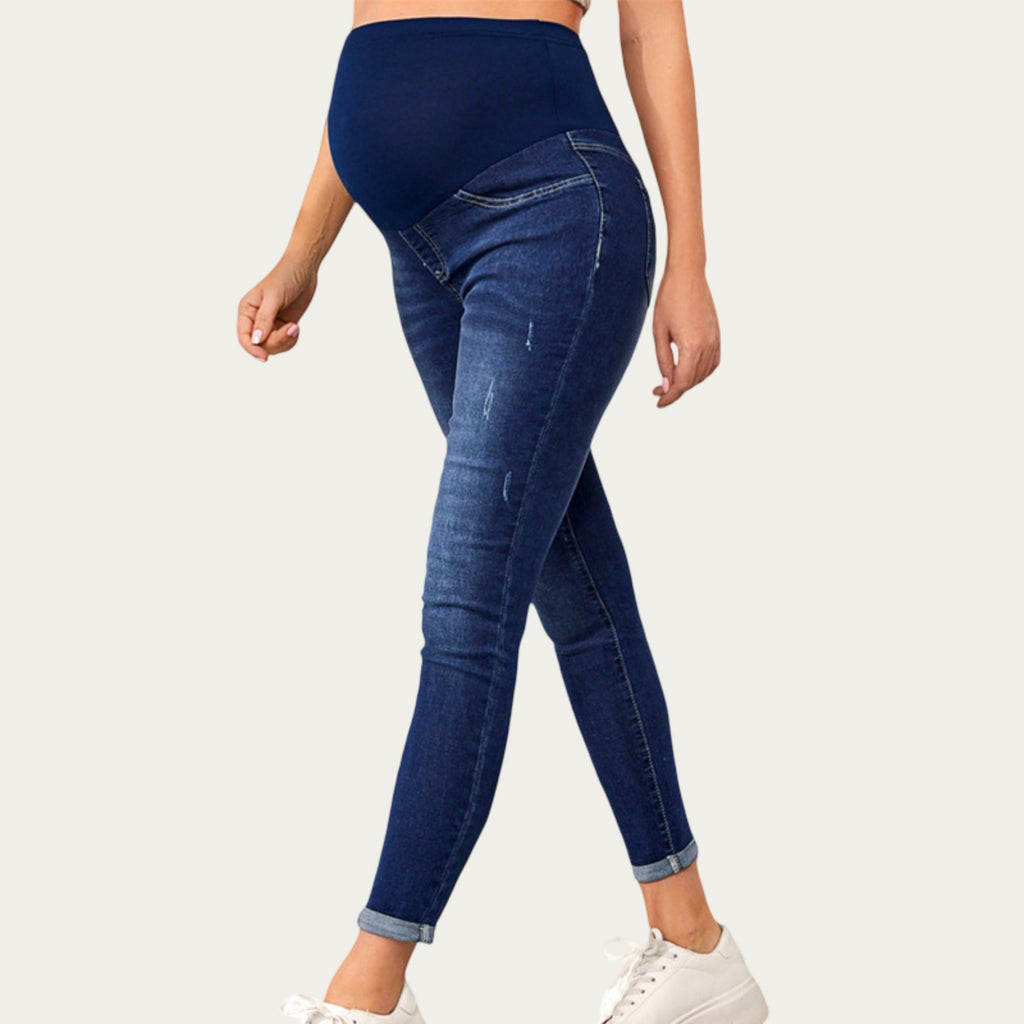 Anna-Kaci Women's Soft Stretch Maternity Jeans with Full Belly Panel and Smooth Skinny Silhouette for Supportive Fit and Comfortable Daily Wear