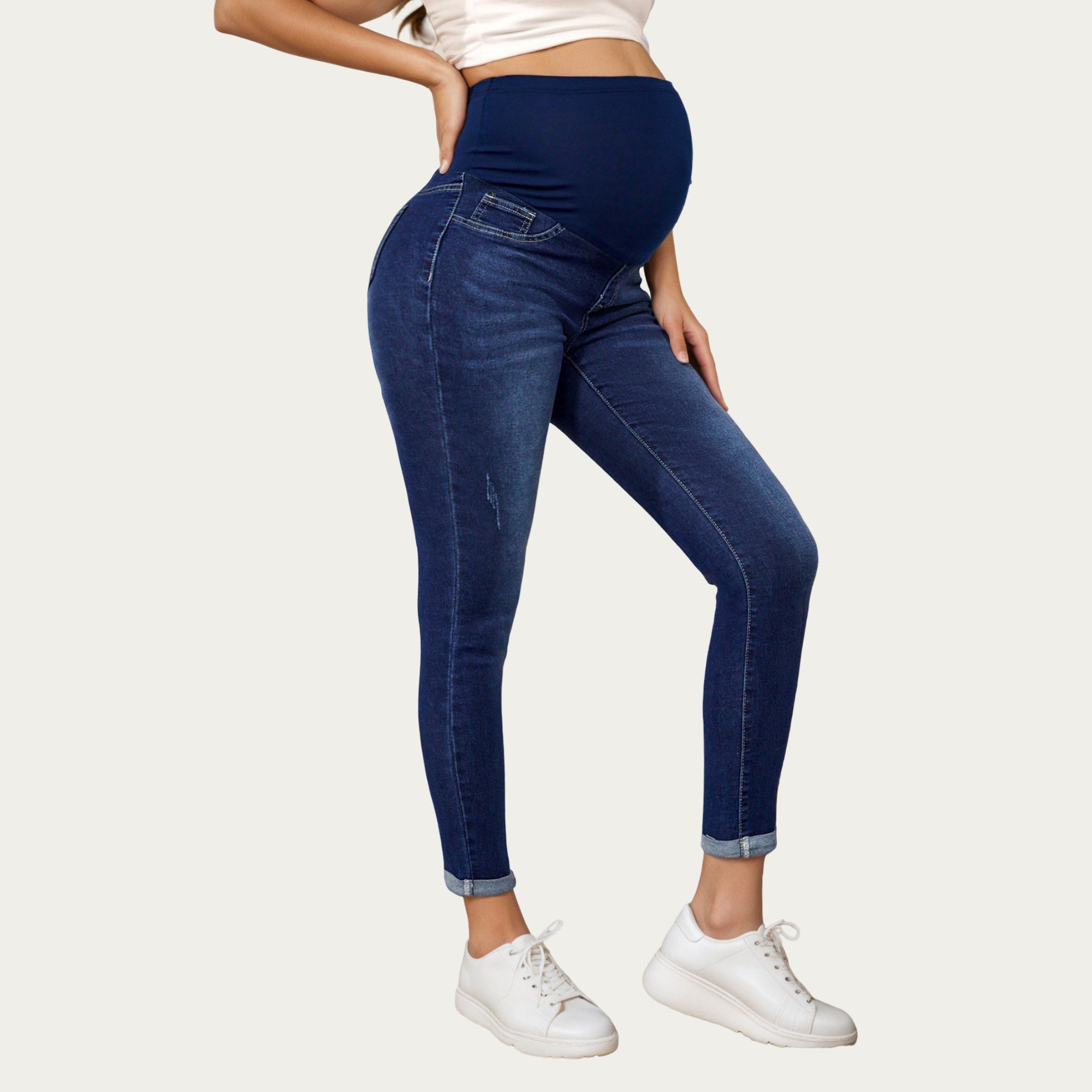 Anna-Kaci Women's Soft Stretch Maternity Jeans with Full Belly Panel and Smooth Skinny Silhouette for Supportive Fit and Comfortable Daily Wear