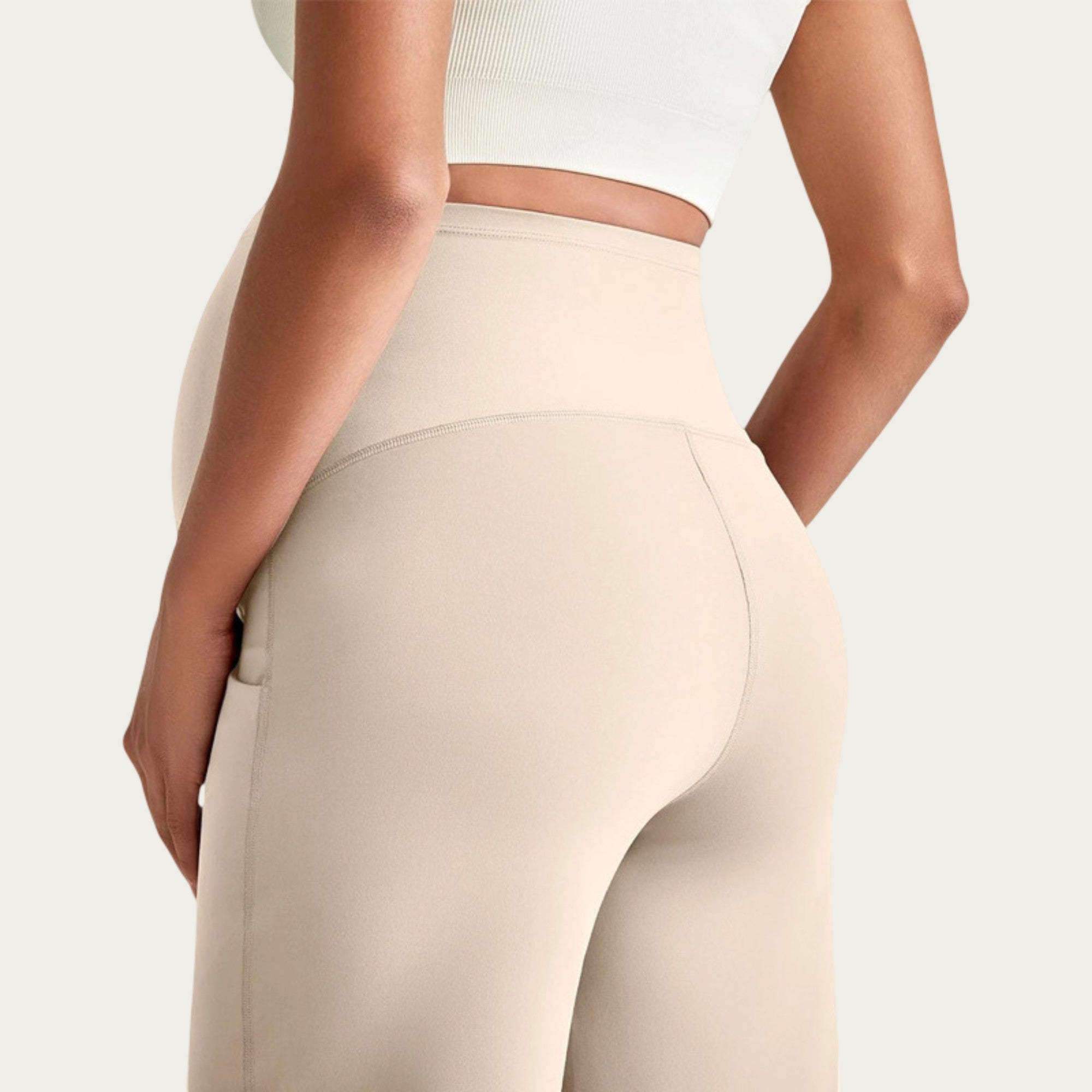 Anna-Kaci Women's Soft Stretch Maternity Pants with Full Belly Panel and Front Seam Detailing for Smooth Support and Flattering Wide Leg Fit