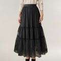 Anna-Kaci Women¡¯s Tiered Mesh Maxi Skirt with Layered Sheer Panels and Flowing A-Line Silhouette