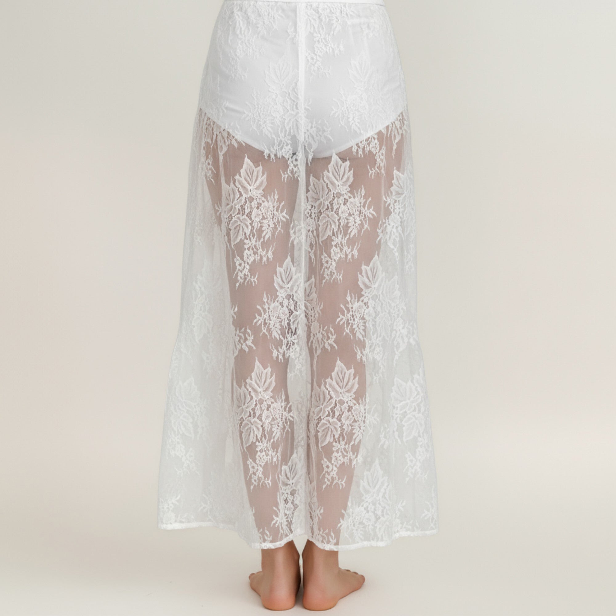Anna-Kaci Women¡¯s Floral Lace Midi Skirt with Sheer Embroidered Detail Soft Flowing Drape and Comfortable Waistband for Elegant Movement