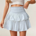 Anna-Kaci Women¡¯s Tiered Ruffle Mini Skirt with Soft Flowing Layers, Stretch Smocked Waistband and Lightweight Fabric for an Airy, Flattering Shape