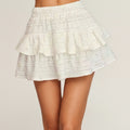 Anna-Kaci Women¡¯s Textured Ruffle Tiered Mini Skirt with Soft Crinkled Fabric, Elastic Comfort Waistband and Lightweight Layered Silhouette
