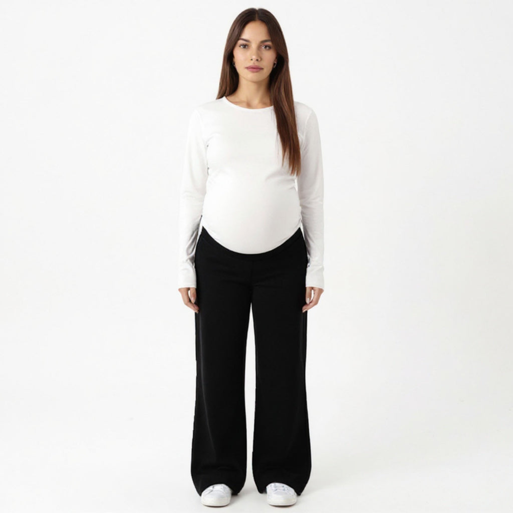 Anna-Kaci Women¡¯s Maternity High Waist Flare Pants with Soft Stretch Fabric and Full Bump Panel for Supportive Comfortable Everyday Wear