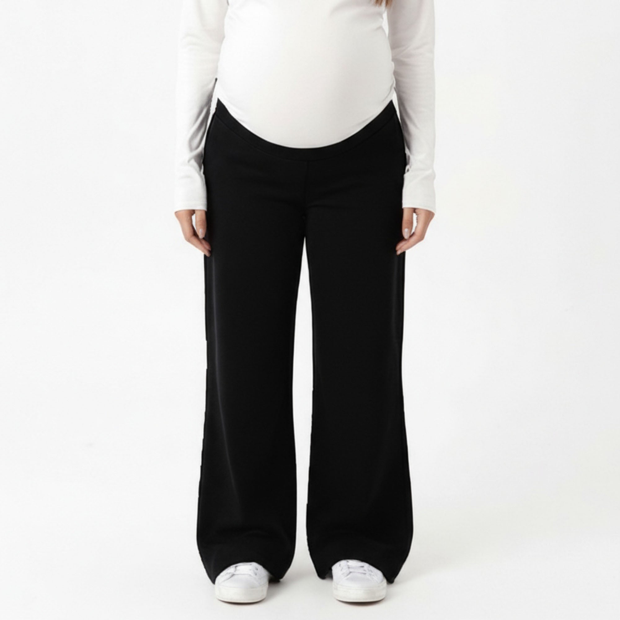 Anna-Kaci Women¡¯s Maternity High Waist Flare Pants with Soft Stretch Fabric and Full Bump Panel for Supportive Comfortable Everyday Wear