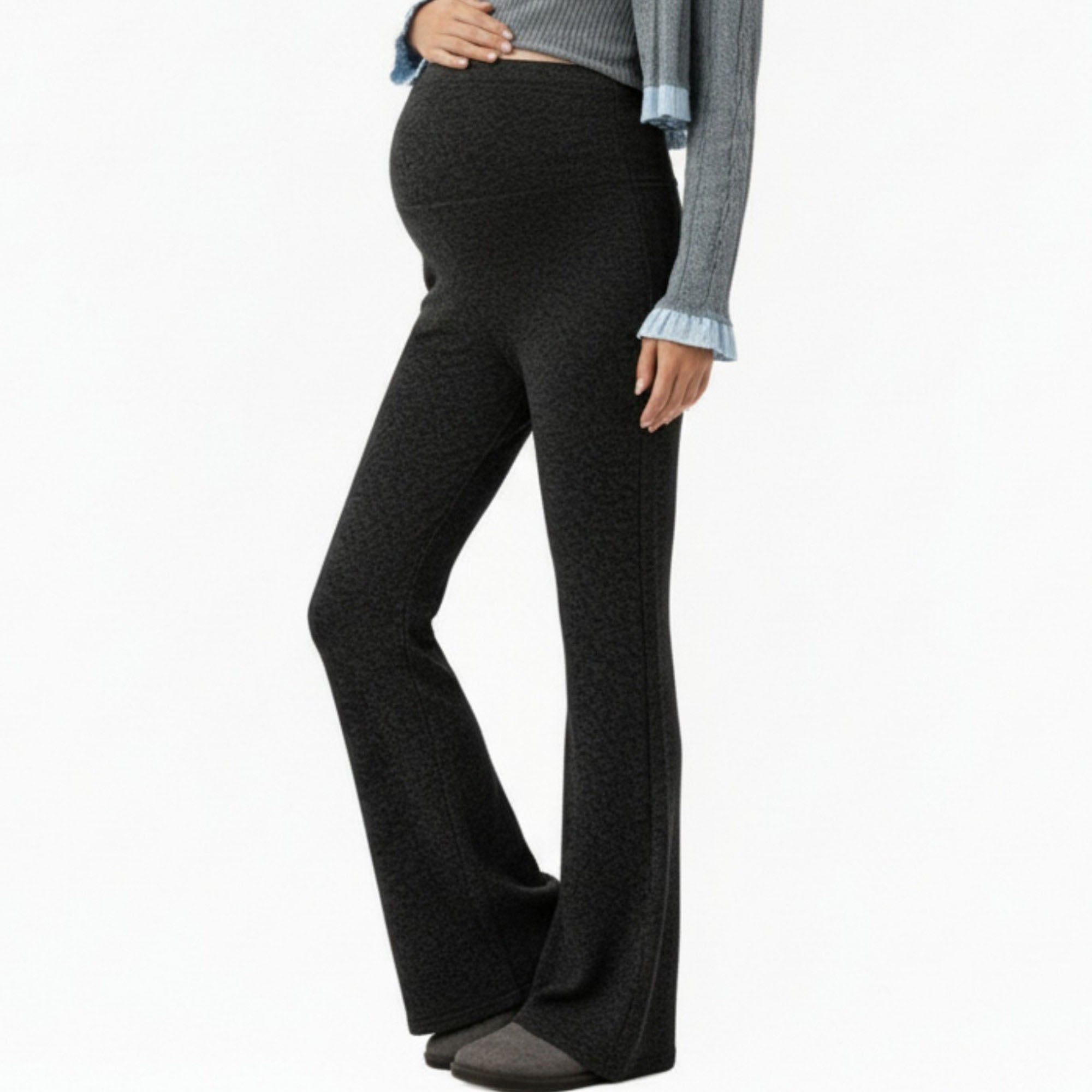 Anna-Kaci Women¡¯s Maternity High Waist Flare Pants with Soft Stretch Fabric and Full Bump Panel for Supportive Comfortable Everyday Wear