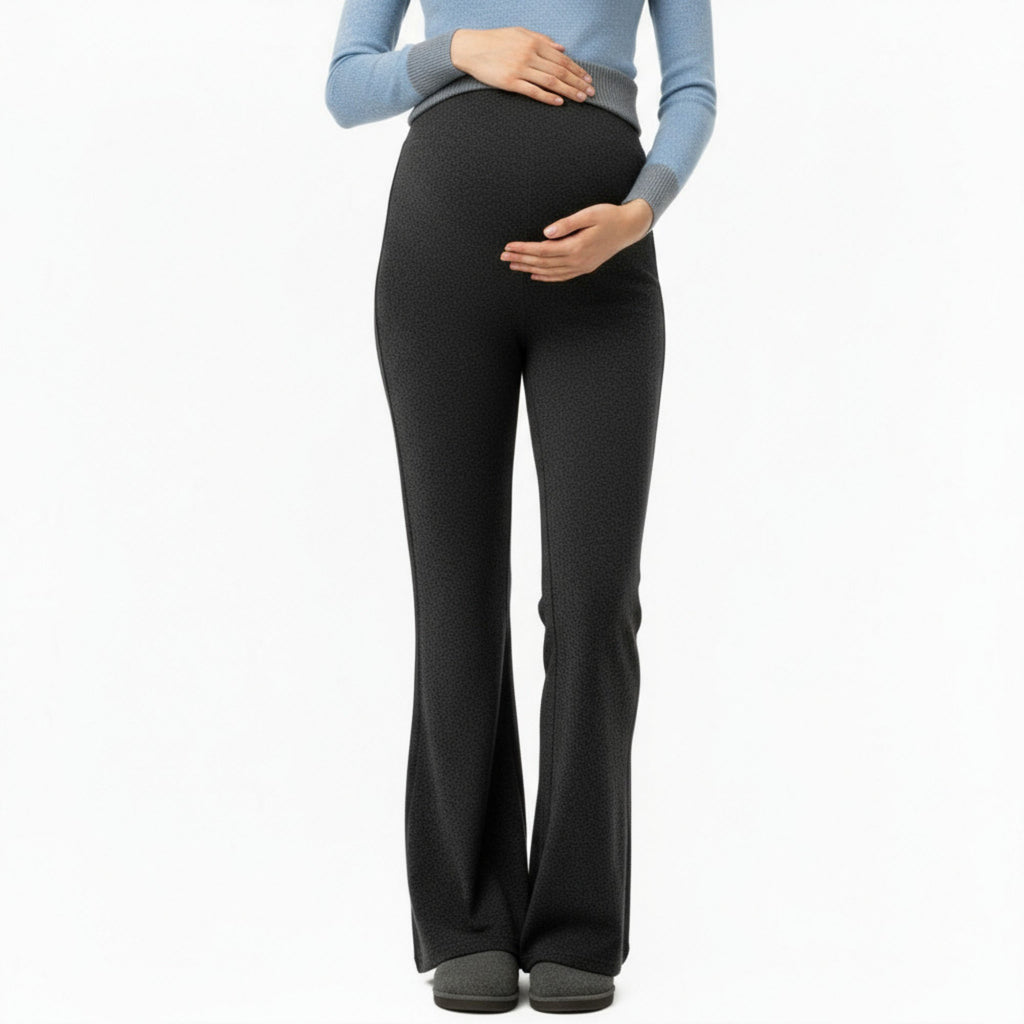 Anna-Kaci Women¡¯s Maternity High Waist Flare Pants with Soft Stretch Fabric and Full Bump Panel for Supportive Comfortable Everyday Wear