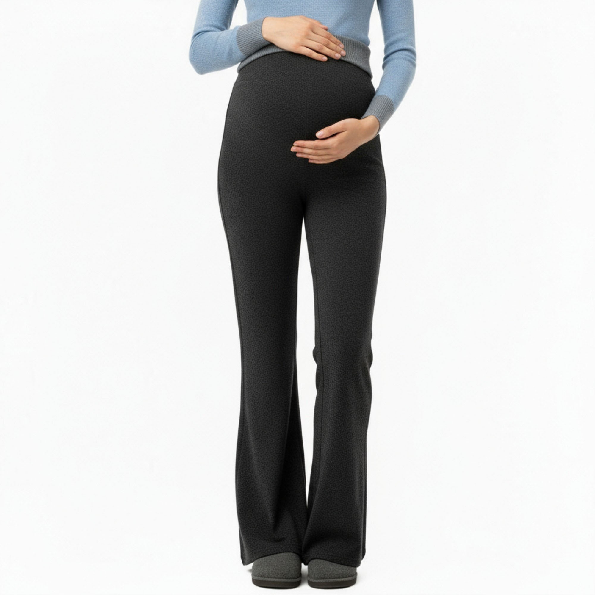 Anna-Kaci Women¡¯s Maternity High Waist Flare Pants with Soft Stretch Fabric and Full Bump Panel for Supportive Comfortable Everyday Wear
