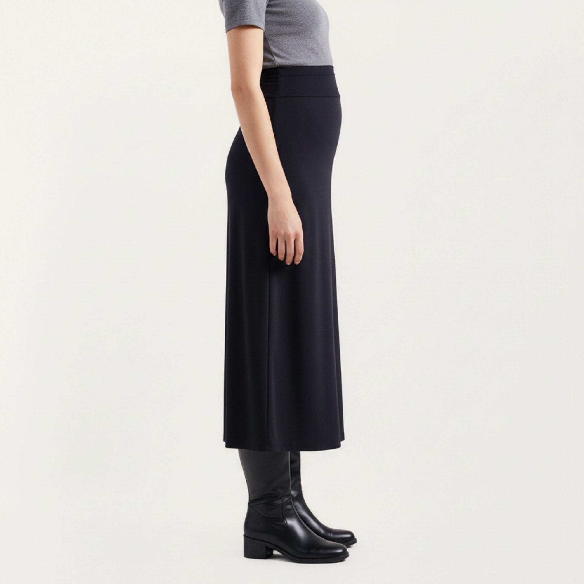 Anna-Kaci Women¡¯s Maternity High Waist Stretch Knit Midi Skirt with Seamless Support Panel and Smooth Flattering Soft Draped Silhouette