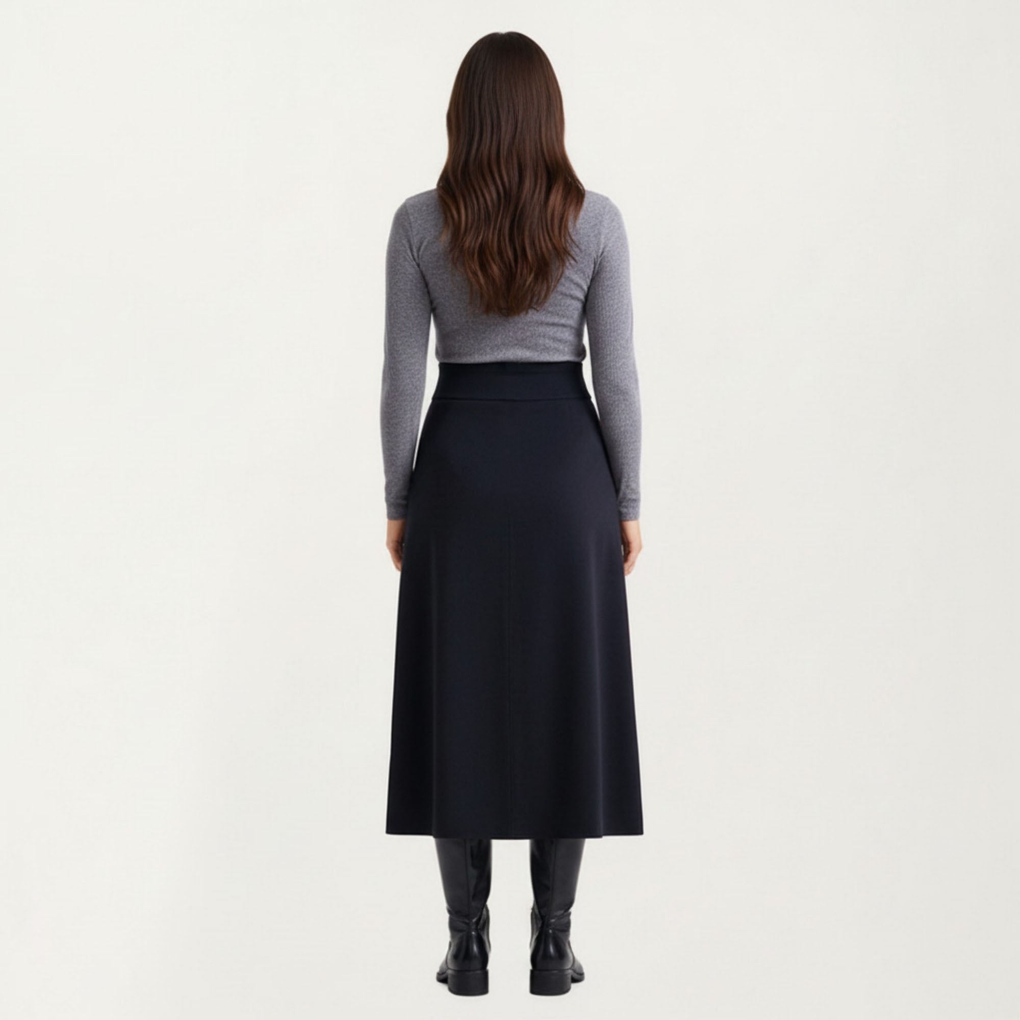 Anna-Kaci Women¡¯s Maternity High Waist Stretch Knit Midi Skirt with Seamless Support Panel and Smooth Flattering Soft Draped Silhouette