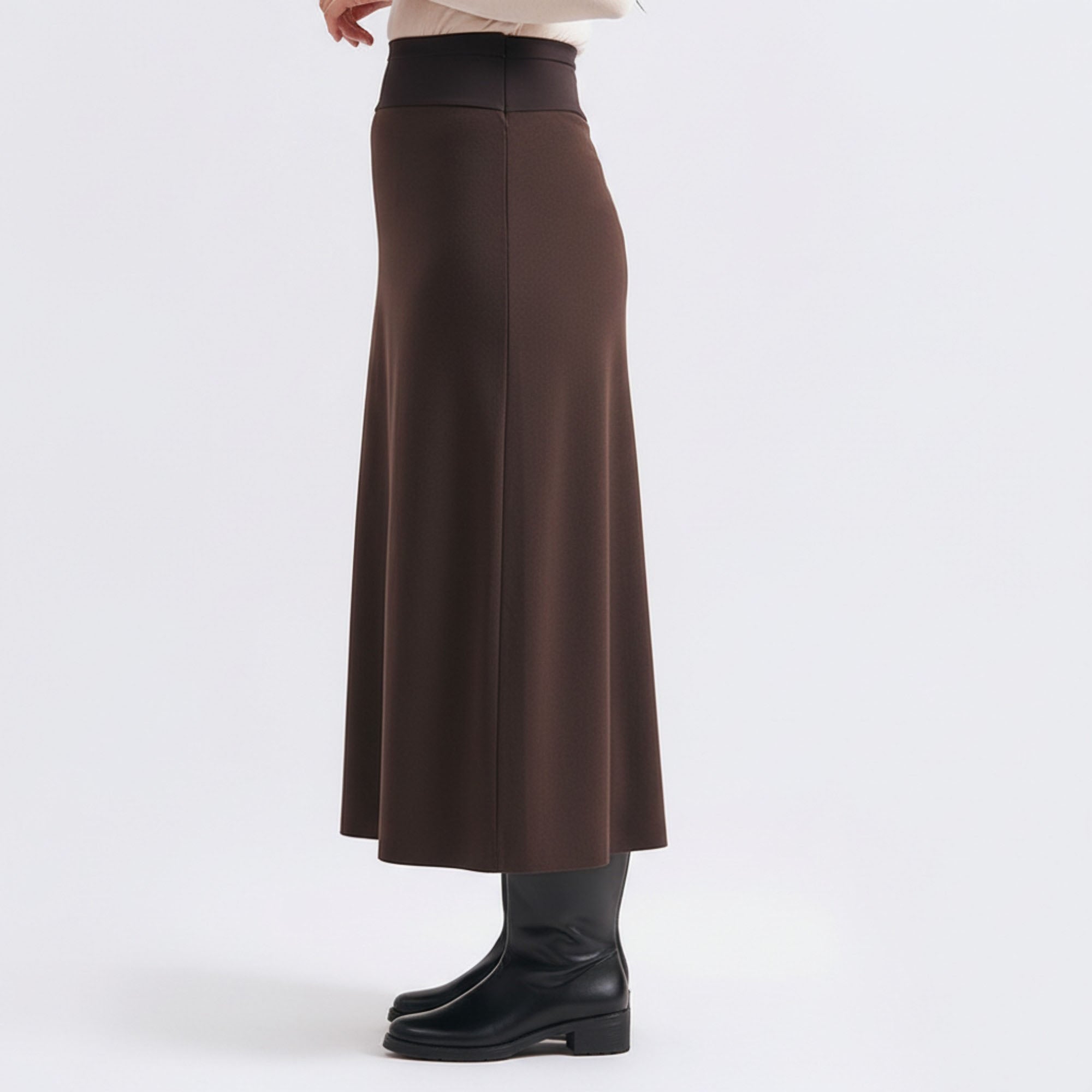 Anna-Kaci Women¡¯s Maternity High Waist Stretch Knit Midi Skirt with Seamless Support Panel and Smooth Flattering Soft Draped Silhouette