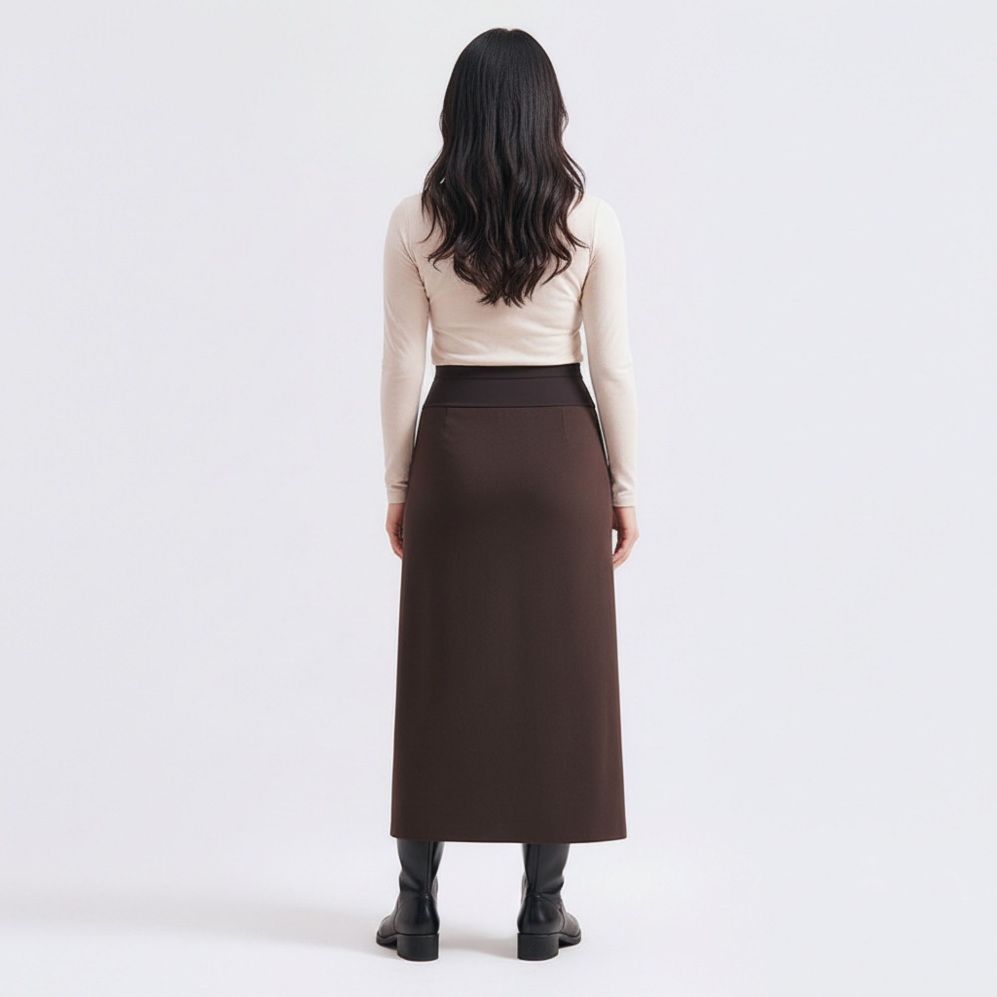 Anna-Kaci Women¡¯s Maternity High Waist Stretch Knit Midi Skirt with Seamless Support Panel and Smooth Flattering Soft Draped Silhouette