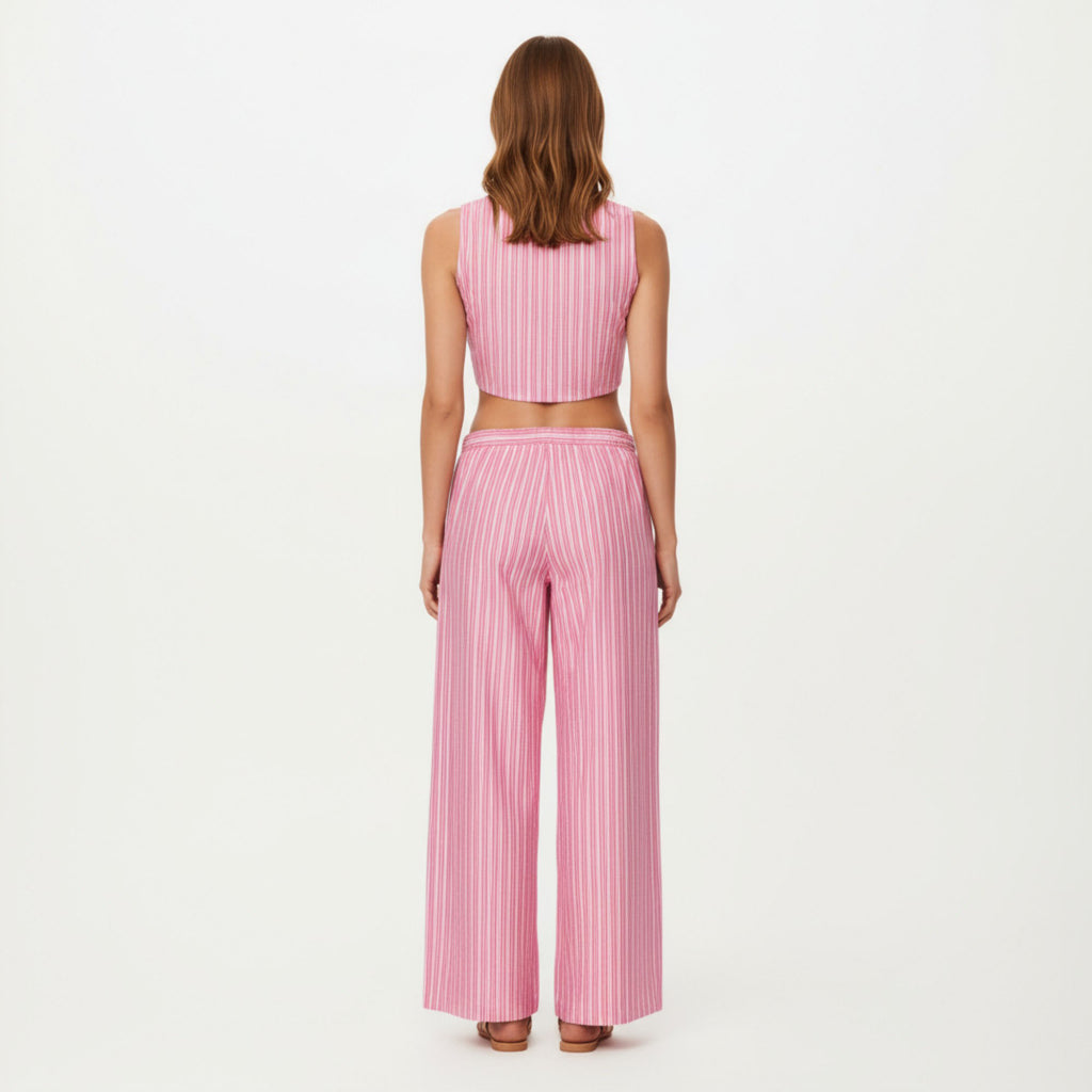 Anna-Kaci Women¡¯s Striped Wide Leg Pants with Soft Lightweight Fabric Comfortable Stretch Waistband and Relaxed Flowing Silhouette
