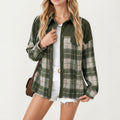 Anna-Kaci Women¡¯s Plaid Button Down Shirt Jacket with Chest Pocket Soft Textured Woven Fabric Relaxed Long Sleeve Design