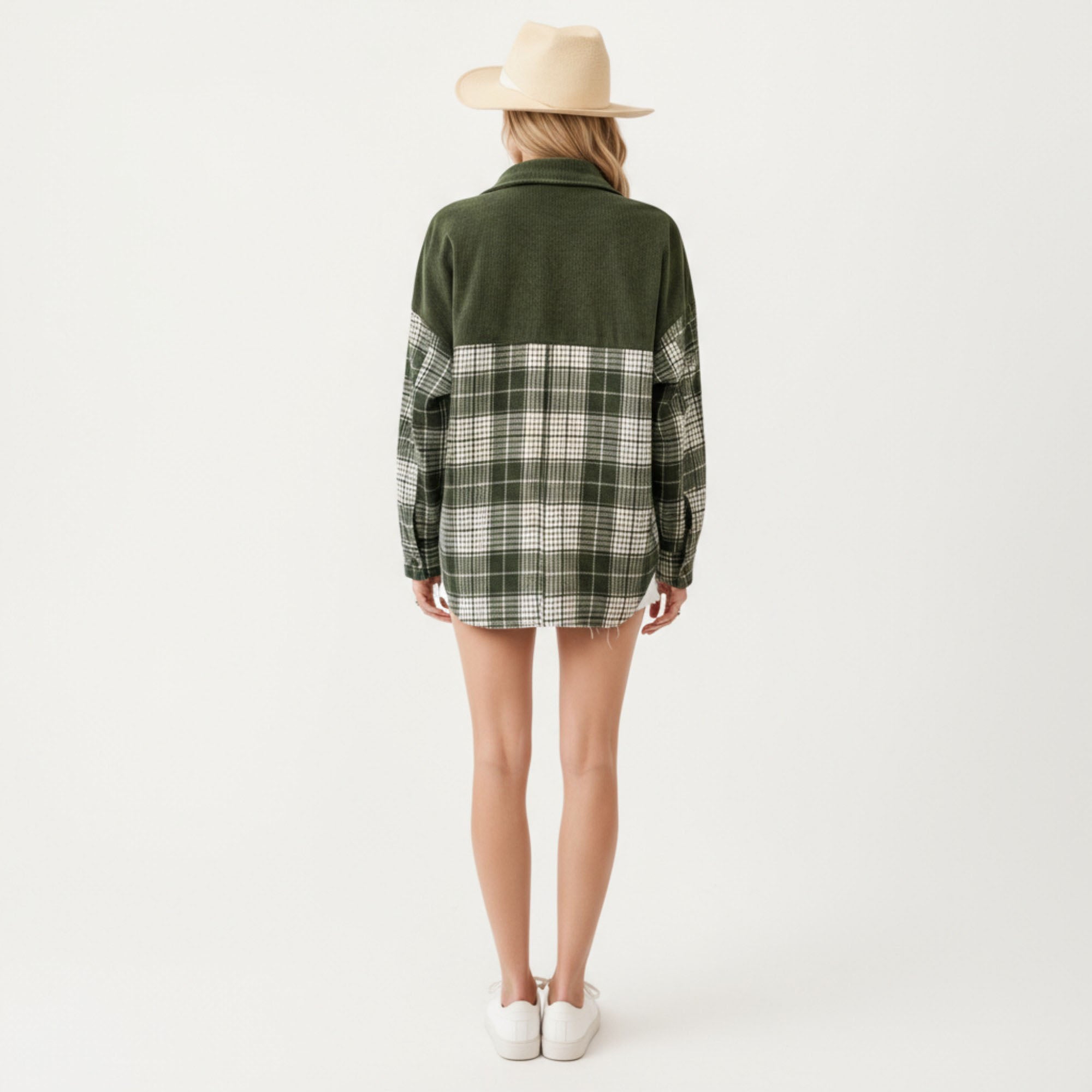 Anna-Kaci Women¡¯s Plaid Button Down Shirt Jacket with Chest Pocket Soft Textured Woven Fabric Relaxed Long Sleeve Design