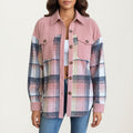 Anna-Kaci Women¡¯s Plaid Button Front Shirt Jacket with Soft Corduroy Contrast Long Sleeves Chest Pocket Detail