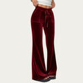 Anna-Kaci Women¡¯s Soft Velvet Lounge Pants with Wide Flared Legs Adjustable Drawstring Waistband and Smooth Stretch Fabric