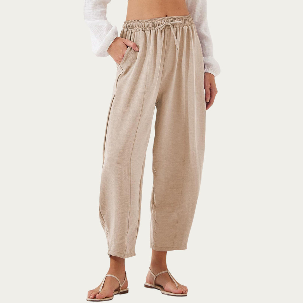 Anna-Kaci Women¡¯s Relaxed Fit Lounge Pants with Soft Draped Fabric Elastic Drawstring Waistband and Wide Tapered Legs
