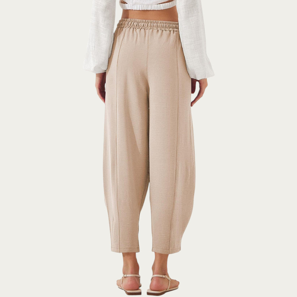 Anna-Kaci Women¡¯s Relaxed Fit Lounge Pants with Soft Draped Fabric Elastic Drawstring Waistband and Wide Tapered Legs