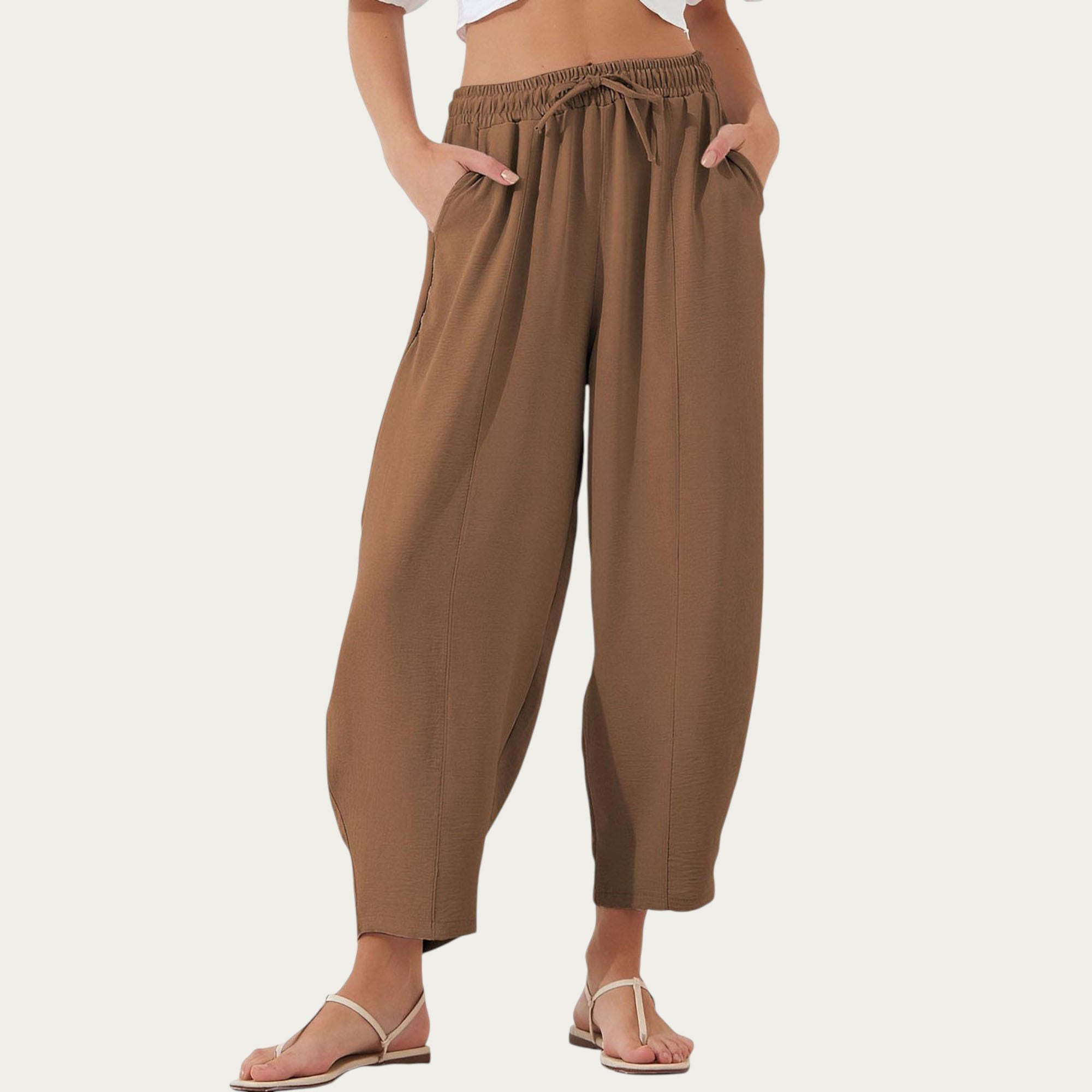 Anna-Kaci Women¡¯s Relaxed Fit Lounge Pants with Soft Draped Fabric Elastic Drawstring Waistband and Wide Tapered Legs