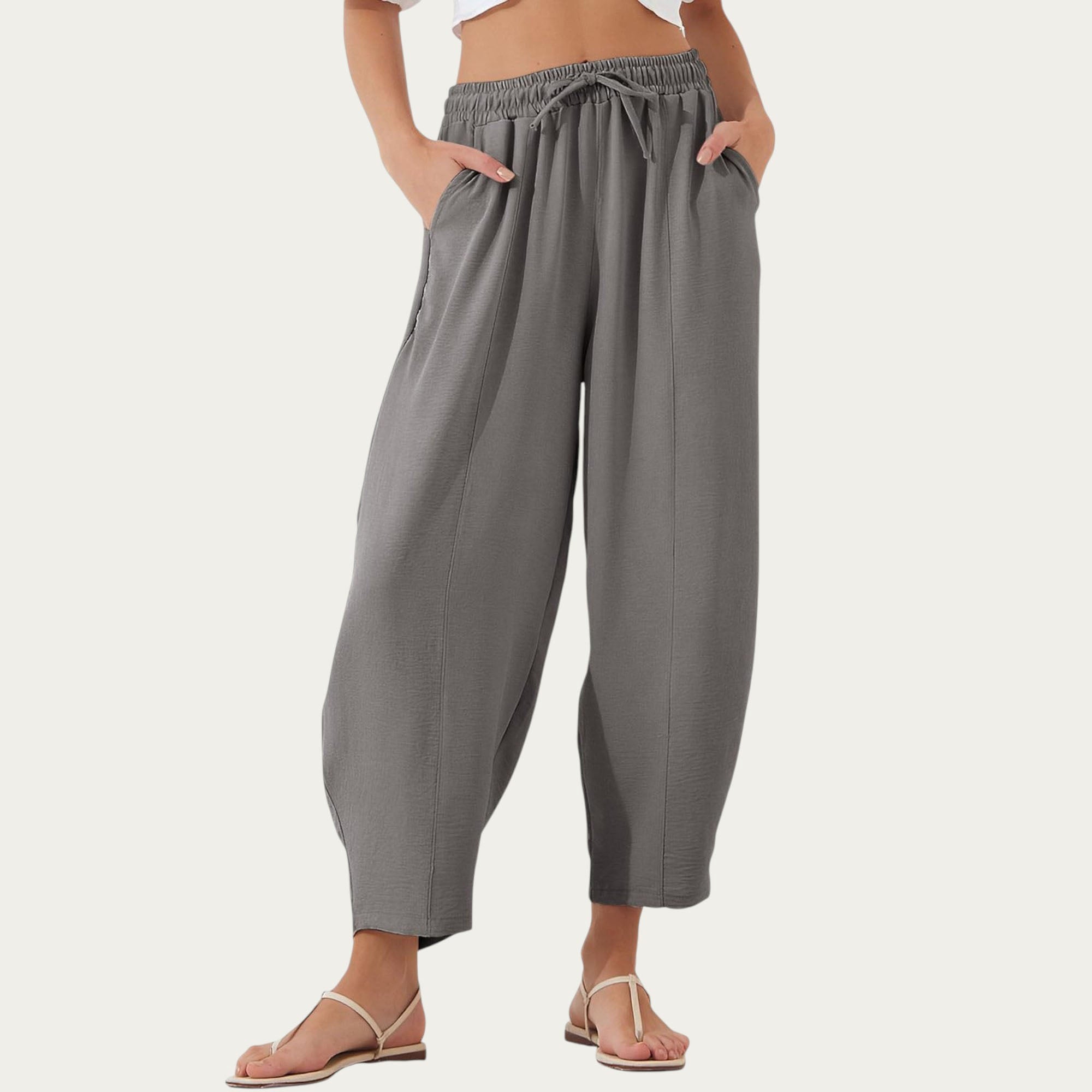 Anna-Kaci Women¡¯s Relaxed Fit Lounge Pants with Soft Draped Fabric Elastic Drawstring Waistband and Wide Tapered Legs