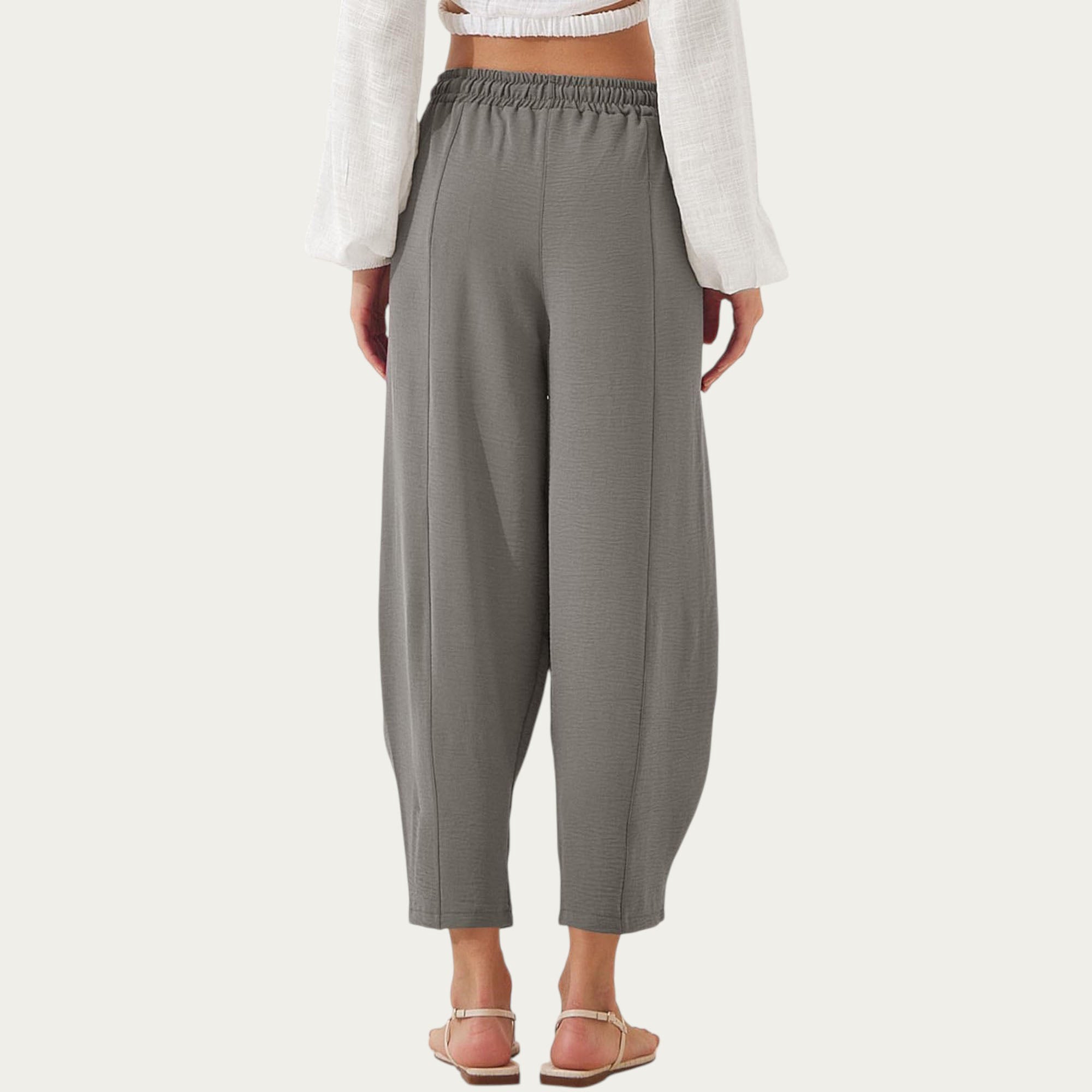 Anna-Kaci Women¡¯s Relaxed Fit Lounge Pants with Soft Draped Fabric Elastic Drawstring Waistband and Wide Tapered Legs
