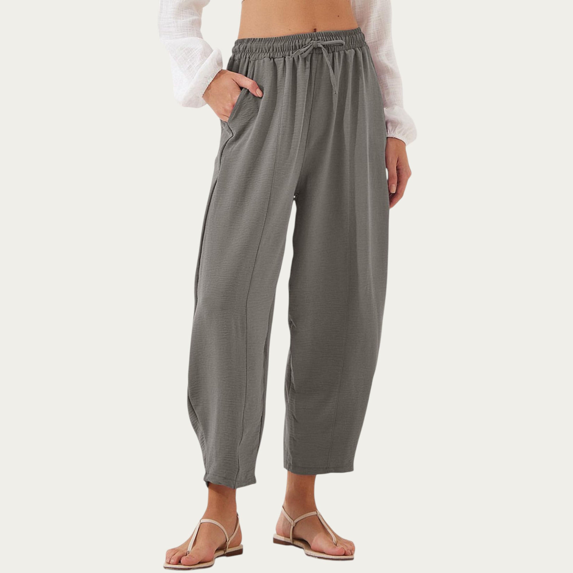 Anna-Kaci Women¡¯s Relaxed Fit Lounge Pants with Soft Draped Fabric Elastic Drawstring Waistband and Wide Tapered Legs