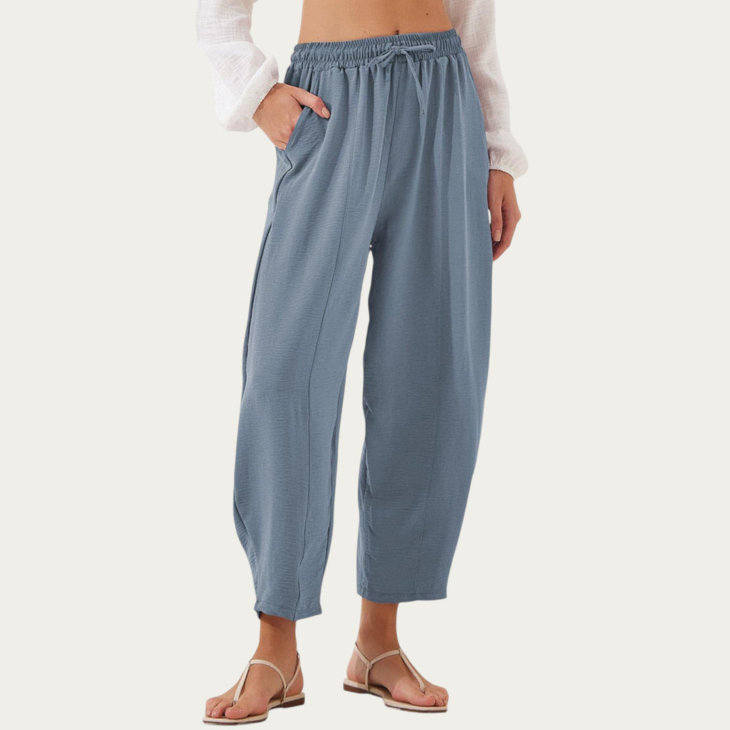 Anna-Kaci Women¡¯s Relaxed Fit Lounge Pants with Soft Draped Fabric Elastic Drawstring Waistband and Wide Tapered Legs