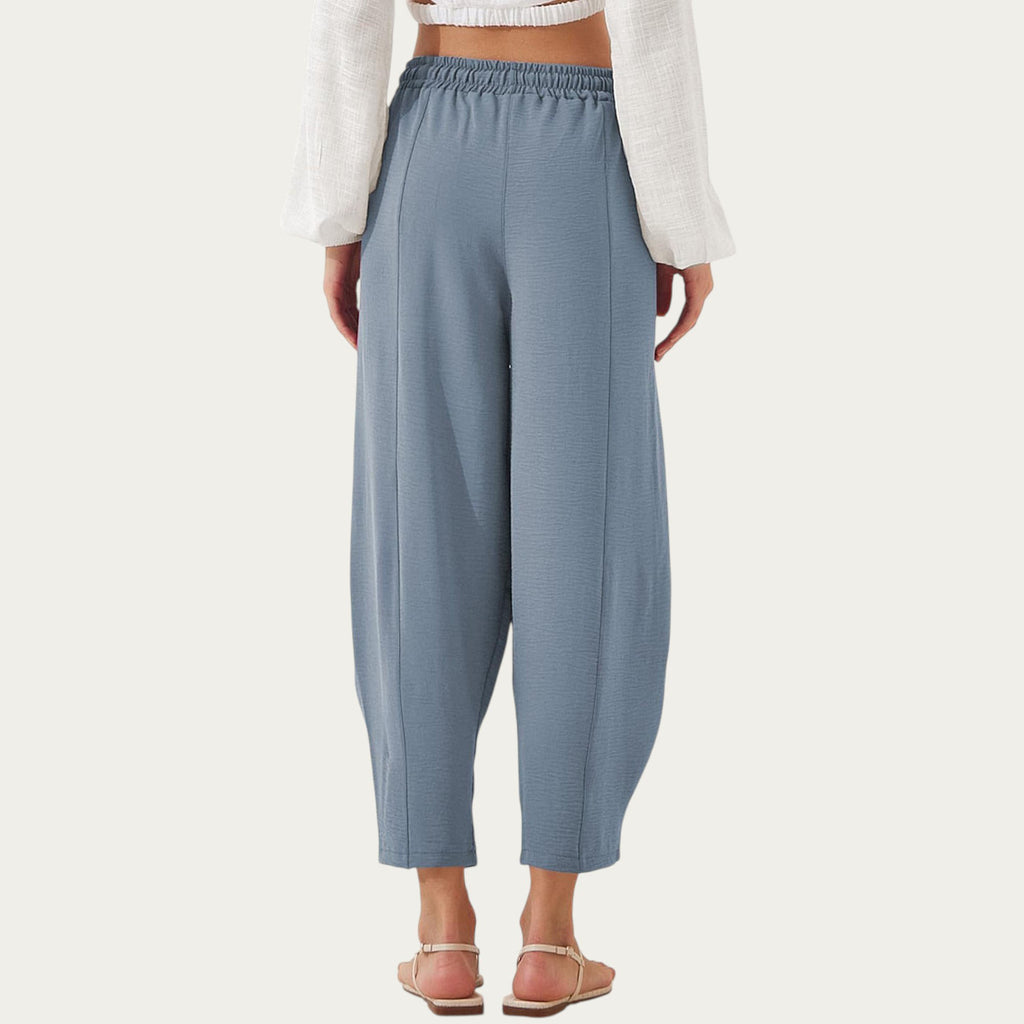Anna-Kaci Women¡¯s Relaxed Fit Lounge Pants with Soft Draped Fabric Elastic Drawstring Waistband and Wide Tapered Legs
