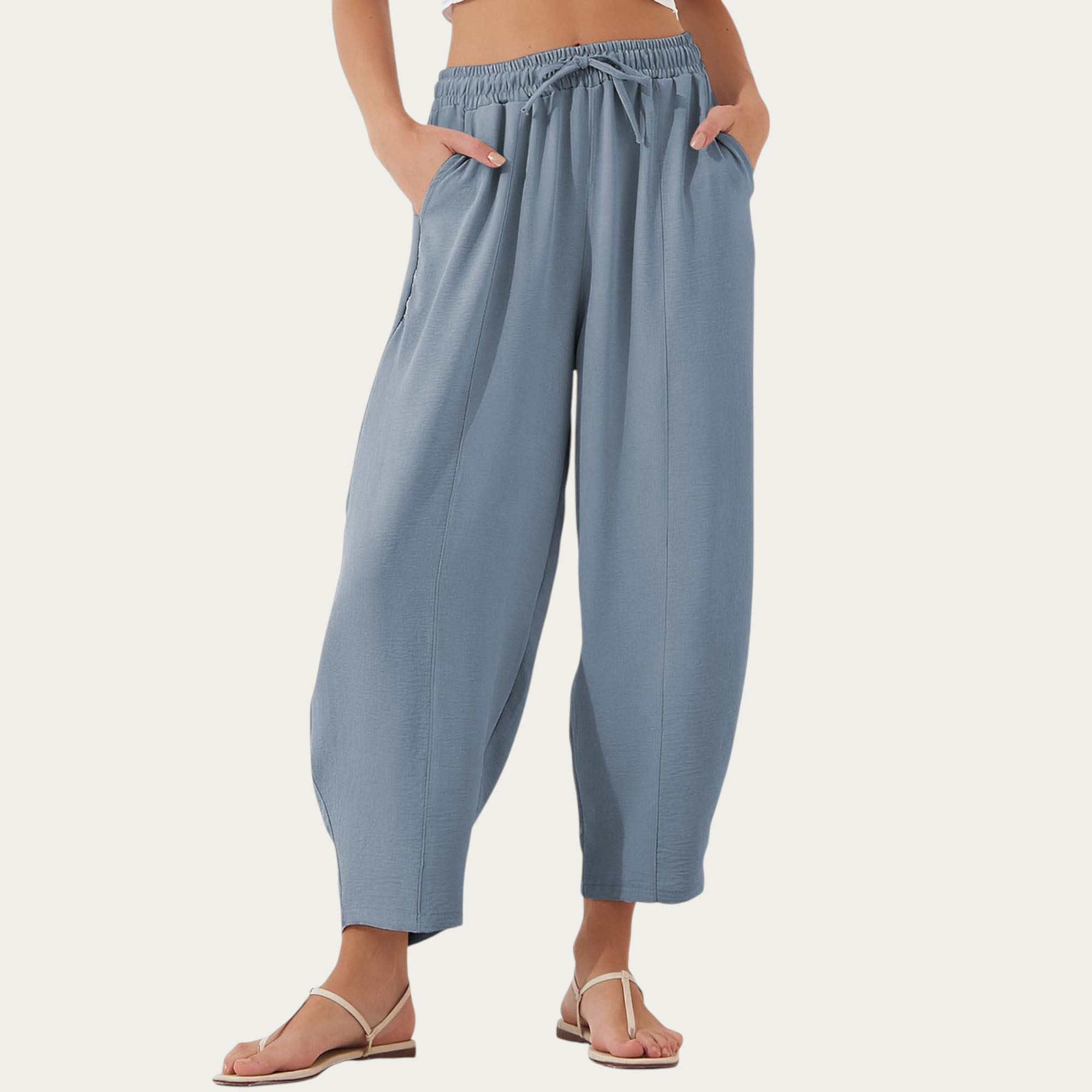 Anna-Kaci Women¡¯s Relaxed Fit Lounge Pants with Soft Draped Fabric Elastic Drawstring Waistband and Wide Tapered Legs