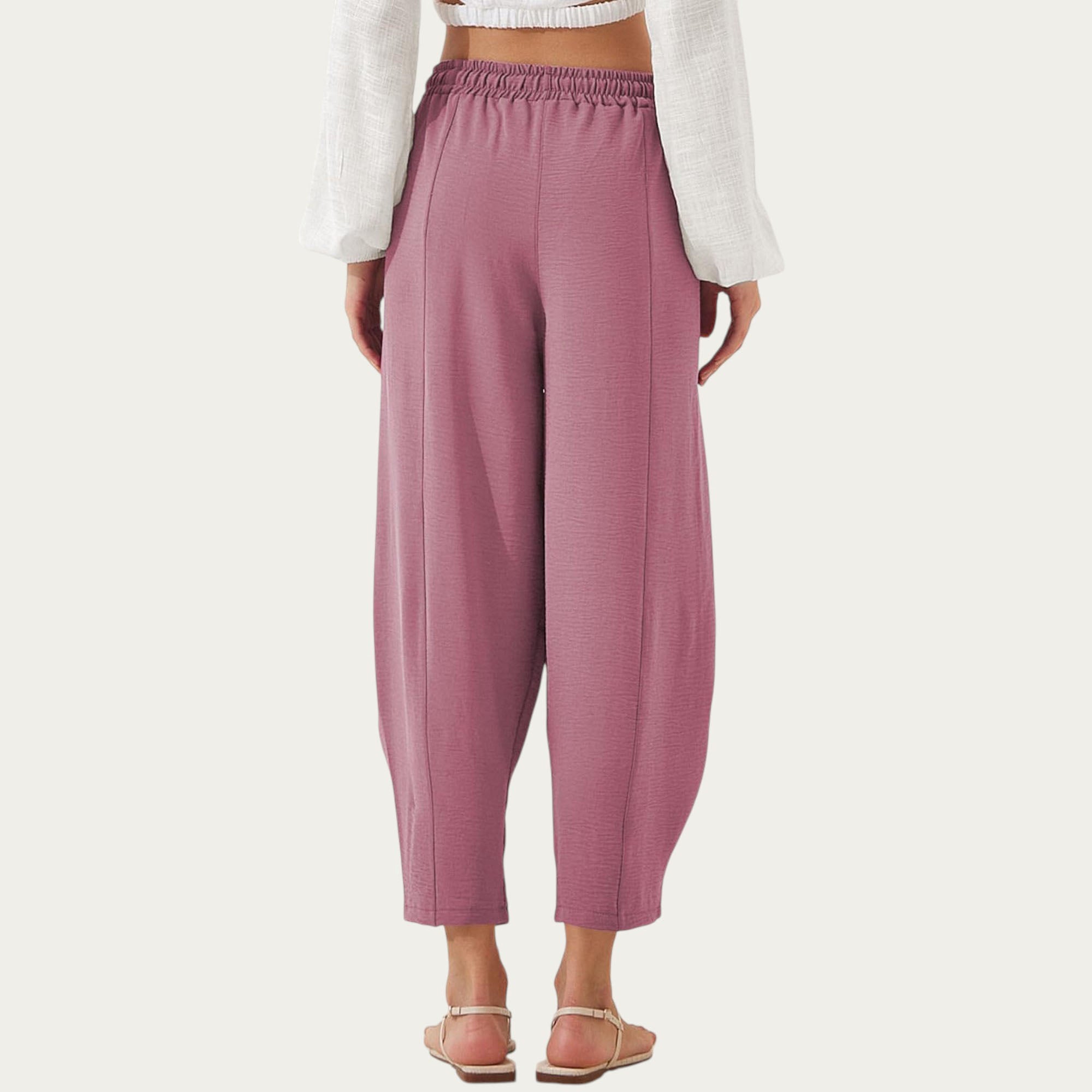 Anna-Kaci Women¡¯s Relaxed Fit Lounge Pants with Soft Draped Fabric Elastic Drawstring Waistband and Wide Tapered Legs