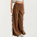 Anna-Kaci Women¡¯s Wide Leg Lounge Pants with Soft Relaxed Fit Elastic Waistband and Adjustable Side Tie Accents