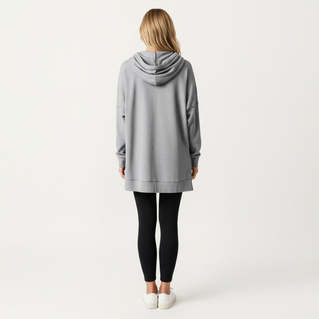 Anna-Kaci Women¡¯s Long Sleeve Waffle Knit Hoodie Top with Kangaroo Pocket Soft Relaxed Fit Drop Shoulder Design